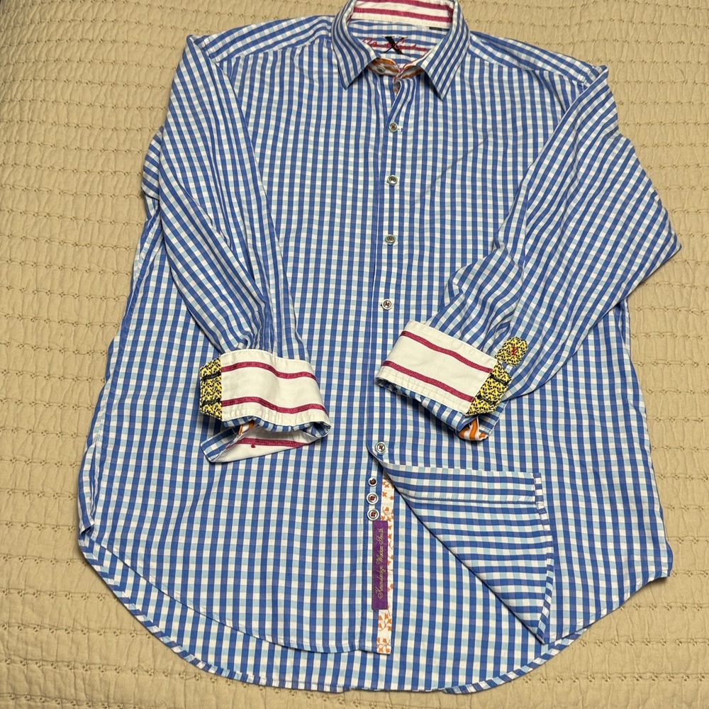 Robert Graham Classic Fit Gingham Button-Down – Size L